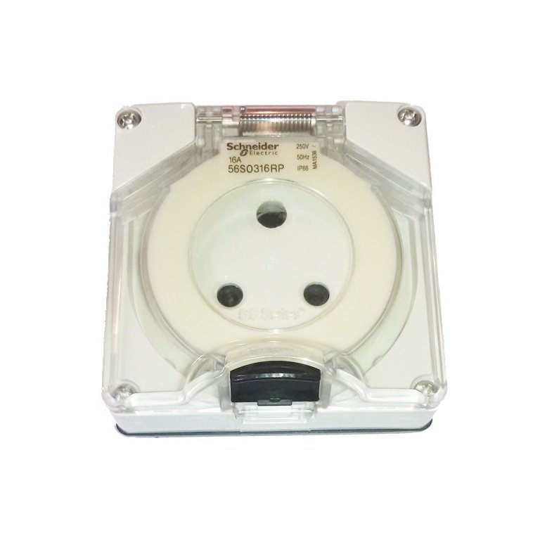 56SO316RP-LE-GY-EX 16A 250V Surface Mount Single Pole Switched Socket IP56 Grey Schneider Electric 0020663 schneider clipsal