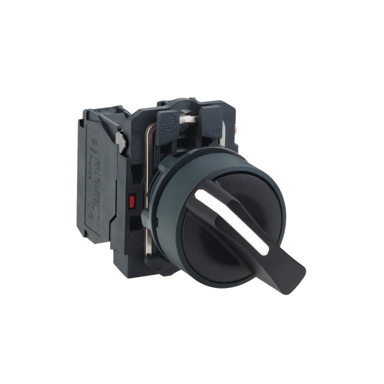 XB5AD33N Selector switch, Harmony XB5N XB7N, plastic, black, 22mm, short handle, 3 position, stay put, 2 NO Schneider Electri