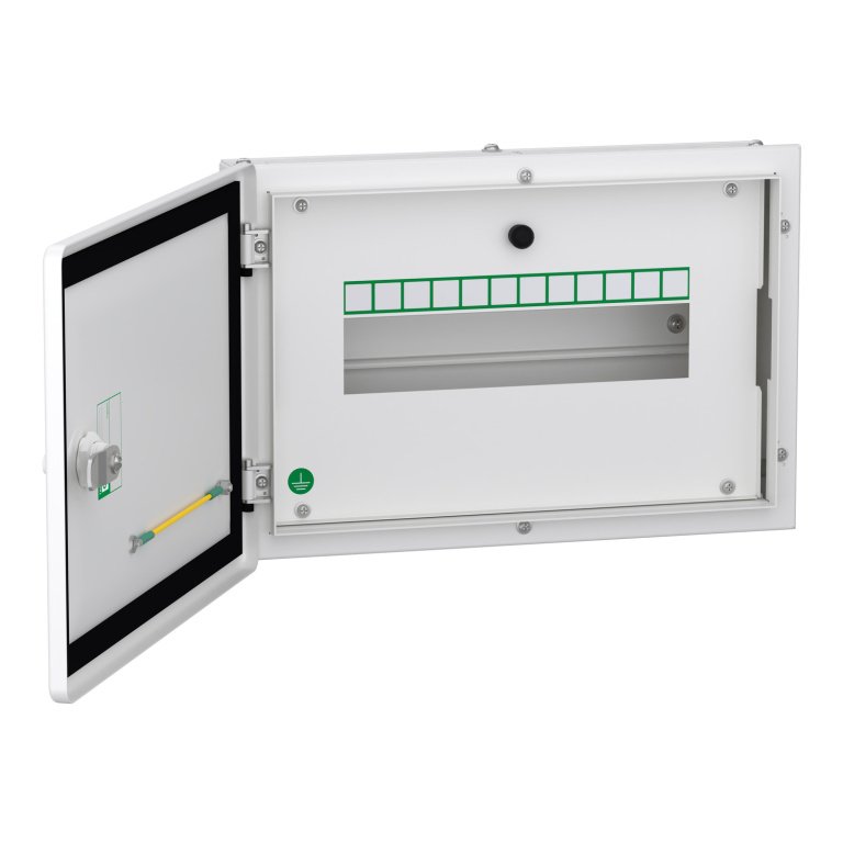 A9HSND12 Acti 9 SPN DB double door metal IP43 12 ways Schneider Electric a9hsnd12 door open image 1500x1500