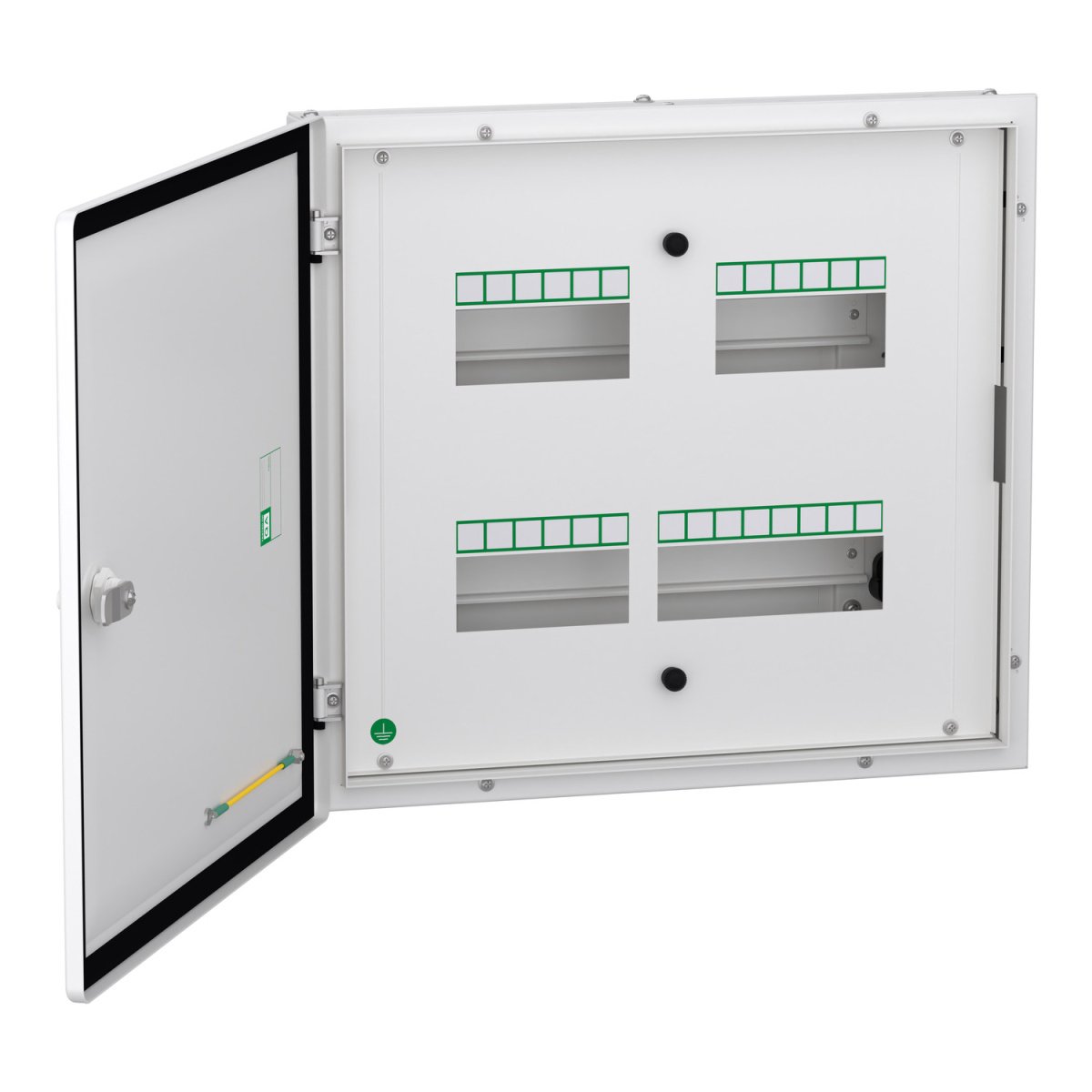 A9HTND06 Acti 9 TPN DB double door metal IP43 6 ways Schneider Electric a9htnd06 door open image 1500x1500