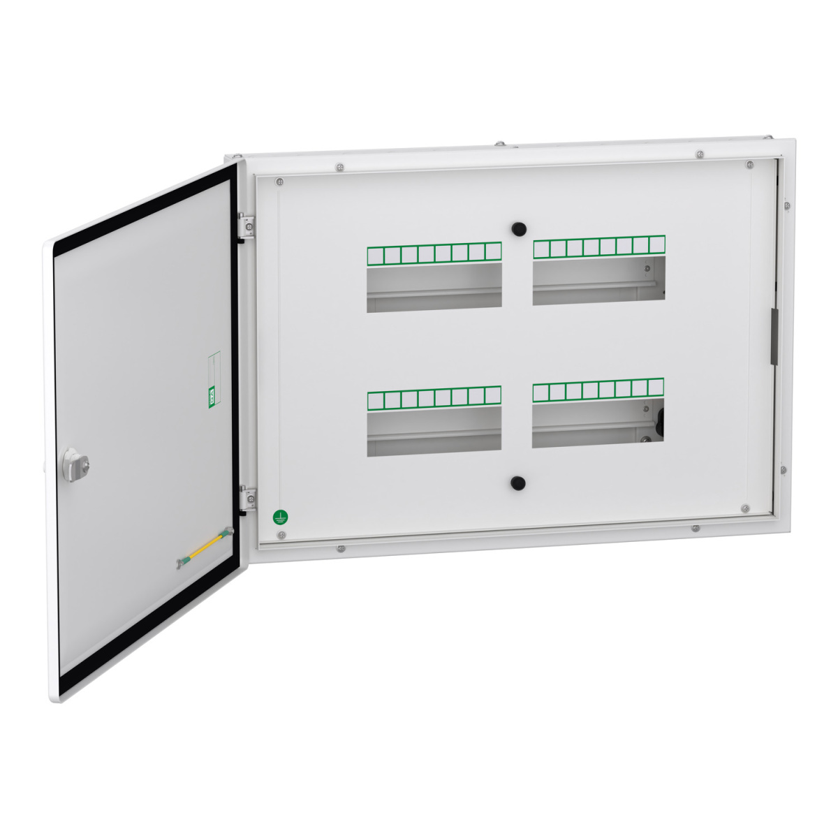 A9HTND08 Acti 9 TPN DB double door metal IP43 8 ways Schneider Electric a9htnd08 door open image 1500x1500