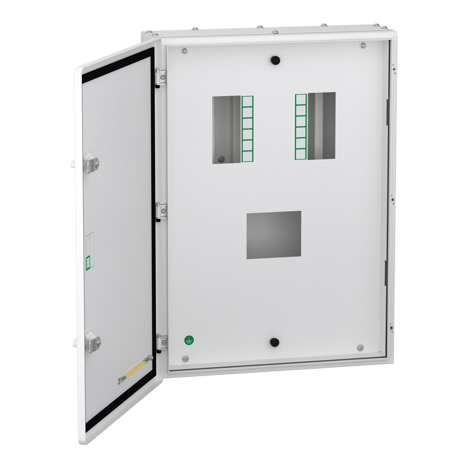 A9HVN04M_Door-Open_Image_1500x1500 A9HVN04M VTPN Distribution board, Acti9, 4 ways, 160A MCCB, double door metal, IP43 Schneider Electric a9hvn04m door open ima