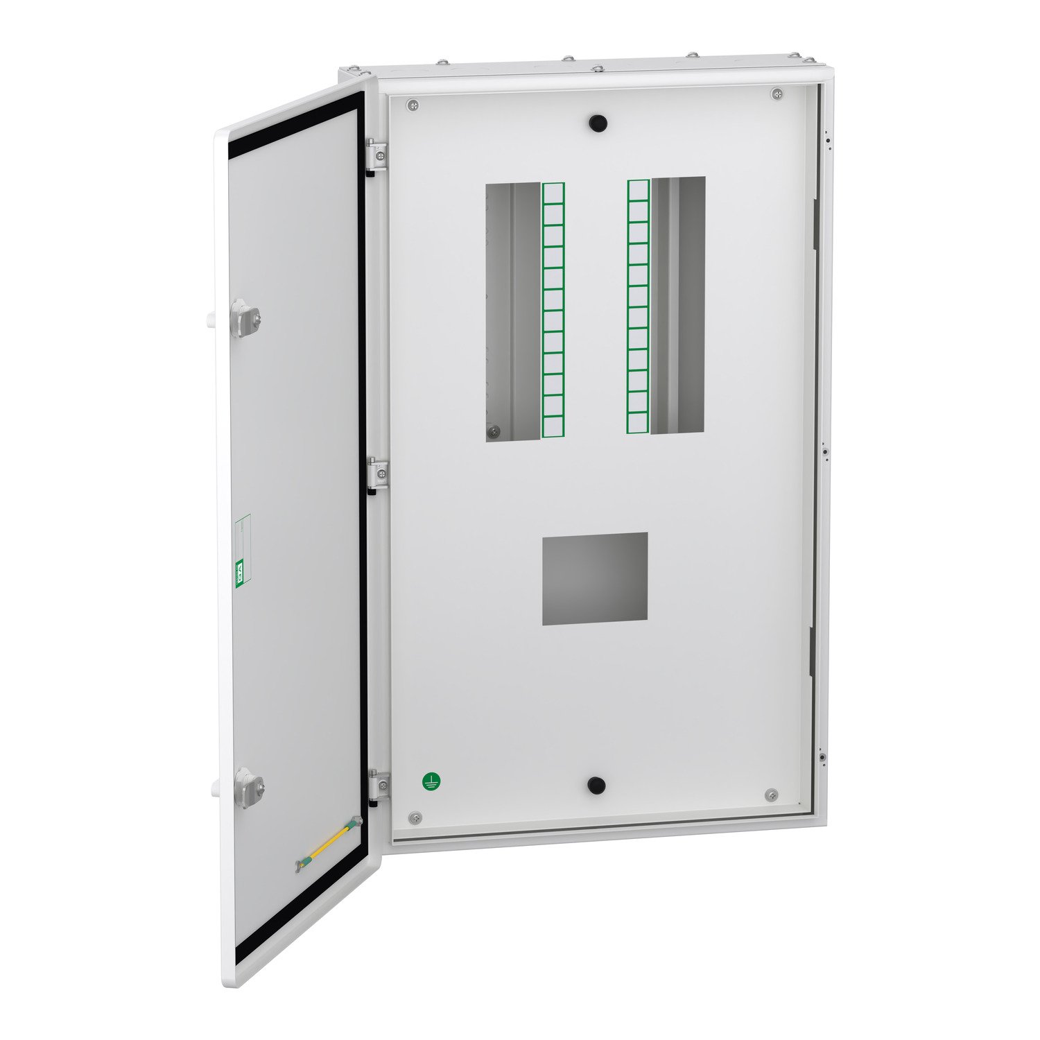 A9HVN08L_Door-Open_Image_1500x1500 A9HVN08L VTPN Distribution board, Acti9, 8 ways, 100A MCCB, double door metal, IP43 Schneider Electric a9hvn08l door open ima