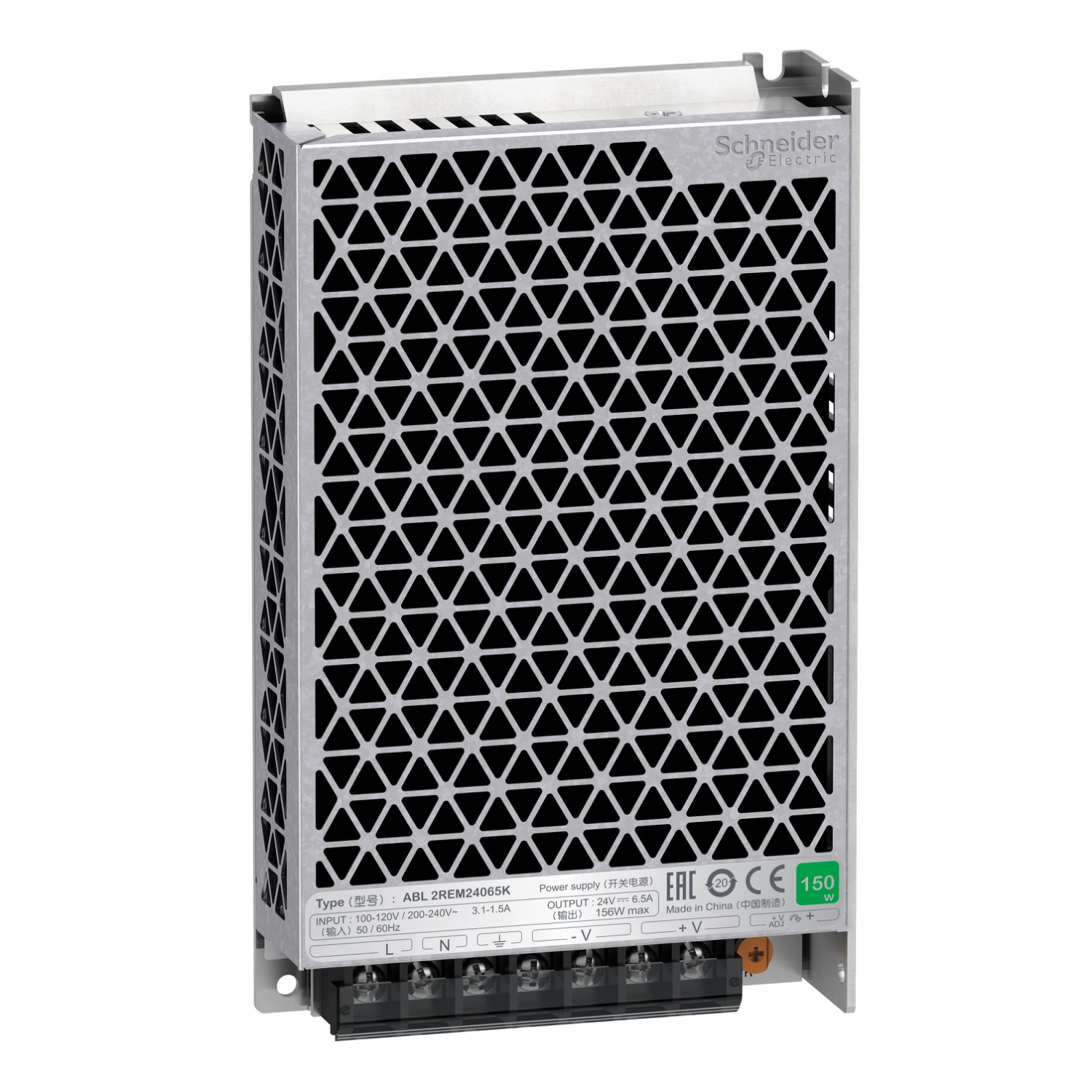 ABL2_CP21015_1500x1500 ABL2REM24065K single phase power supply, 100 240V input, 24V DC output, 156W, 6,5A Schneider Electric abl2 cp21015 1500x1500