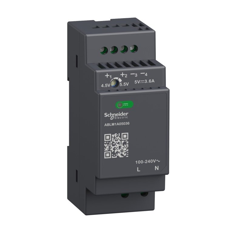 ABLM1A05036 Regulated Power Supply, 100 to 240V AC, 5V, 3.6A, single phase, Modular Schneider Electric abl7 8 cp19060 1500x15