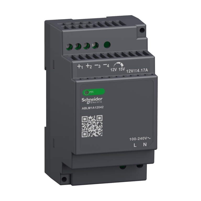 ABLM1A12042 Regulated Power Supply, 100 to 240V AC, 12V, 4.2A, single phase, Modular Schneider Electric abl7 8 cp19063 1500x1