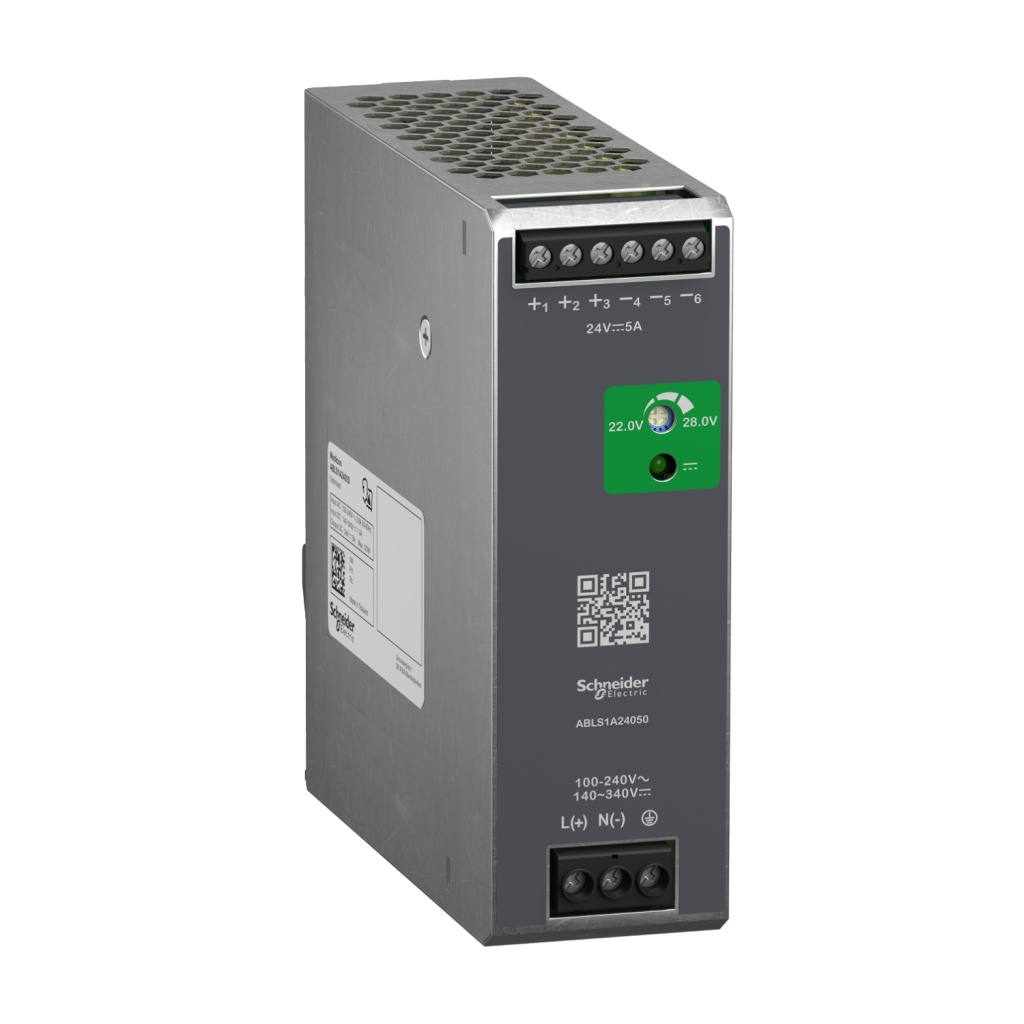 ABLS1A24050 Regulated Power Supply, 100 to 240V AC, 24V, 5A, single phase, Optimized Schneider Electric abl7 8 cp19070 1500x1