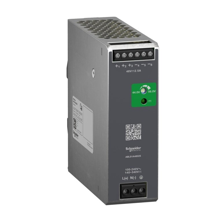 ABLS1A48025 Regulated Power Supply, 100 to 240V AC, 48V, 2.5A, single phase, Optimized Schneider Electric abl7 8 cp19071 1500