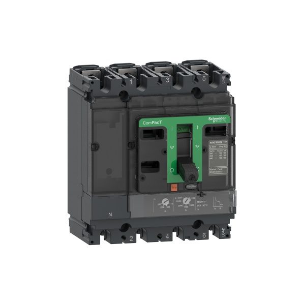 C25N6TM250 Circuit breaker, ComPacT NSX250N, 50kA 415VAC, 4 poles 3D neutral not protected , TMD trip unit 250A Schneider Ele