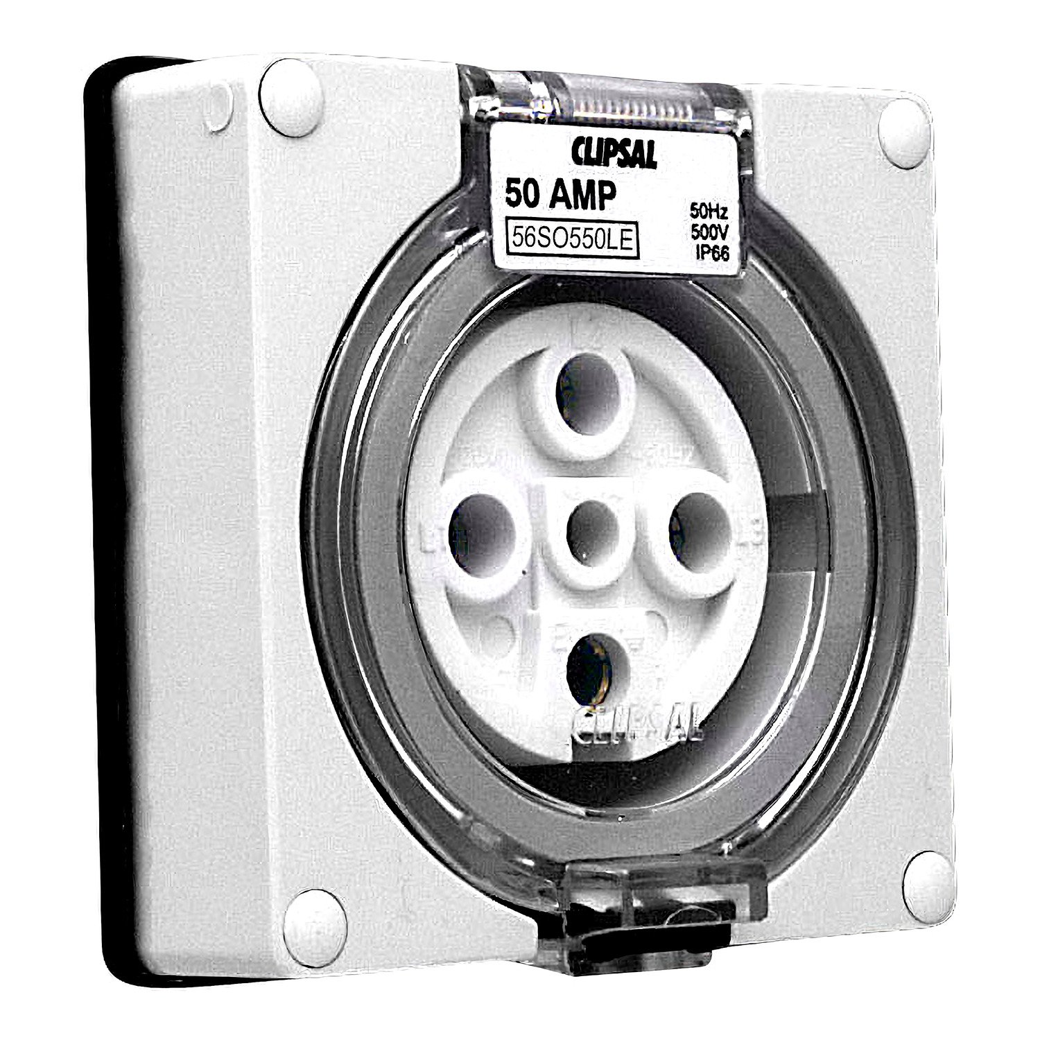 CLPIMG_C0001991_1500x1500 56SO550LE-GY Clipsal 56 Series, Socket Outlets, Surface Sockets IP66, 500V 50A 5 Round Pins Schneider Electric clpimg c000199