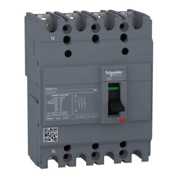 EZC100H4032 circuit breaker Easypact EZC100H TMD 32 A 4 poles 3d Schneider Electric ezc100h4100 image 1500x1500