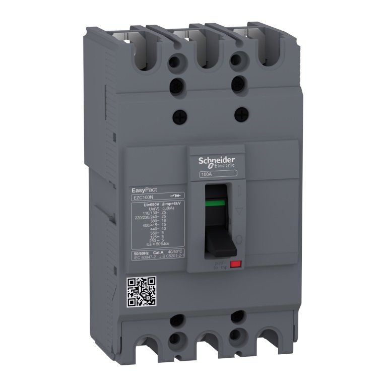 EZC100N3032 circuit breaker Easypact EZC100N TMD 32 A 3 poles 3d Schneider Electric ezc100n3100 image 1500x1500