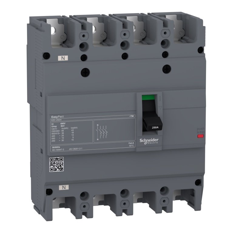 EZC250H4100 circuit breaker Easypact EZC250H TMD 100 A 4 poles 3d Schneider Electric ezc250h4250 image 1500x1500