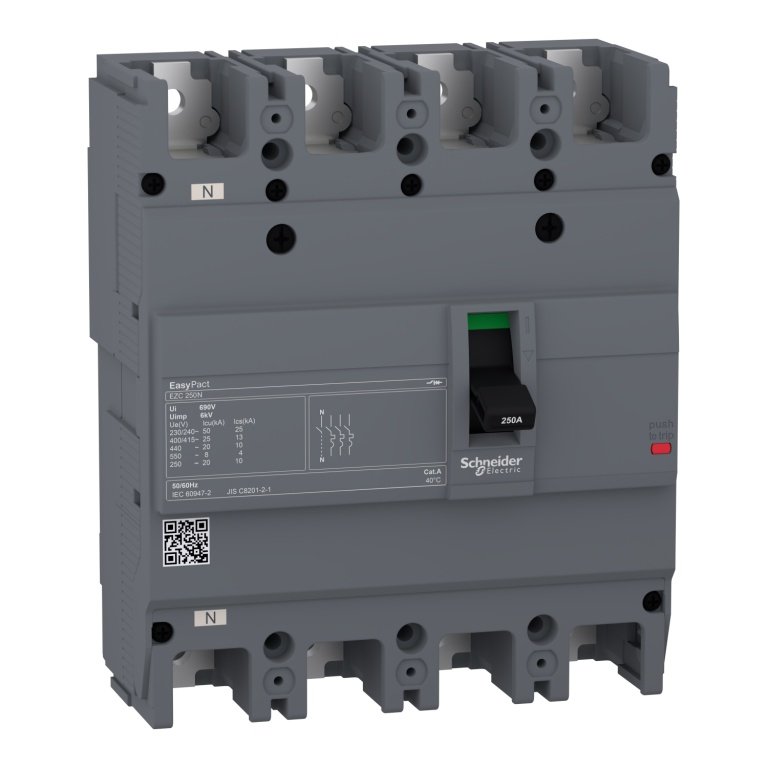 EZC250N4125 circuit breaker Easypact EZC250N TMD 125 A 4 poles 3d Schneider Electric ezc250n4250 image 1500x1500