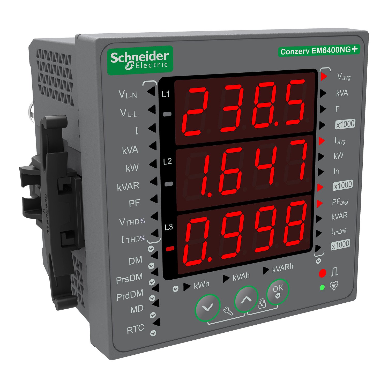 Frontiso_EM6400NGplus_1500x1500 METSEEM6400NGPOCL1 Conzerv Power and Energy meter instantaneous, pulse output, THD, Class 1.0 Schneider Electric frontiso em6