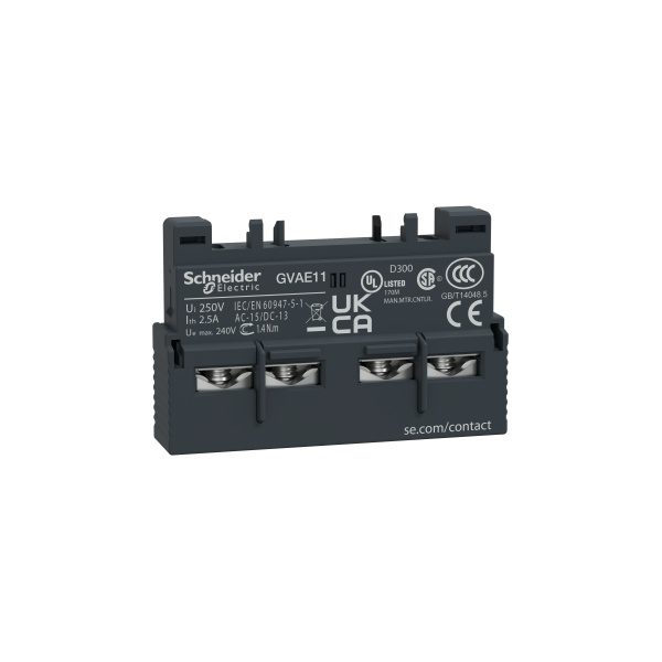 GVAE11 TeSys GV2 GV3 auxiliary contact 1 NO 1 NC Schneider Electric gvae11 image web