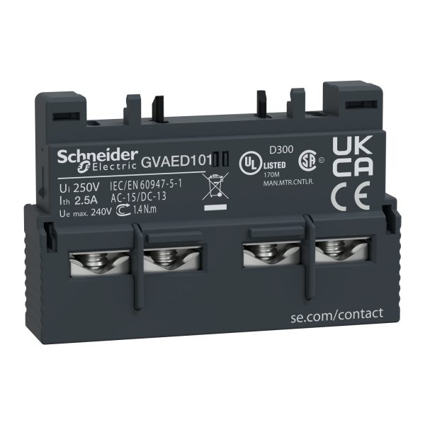 GVAED101 TeSys GV3 auxiliary contact block 2 NO Schneider Electric gvaed101 image 1500x1500