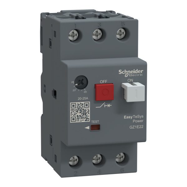 GZ1E22 motor circuit breaker GZ1 3 poles 3d 20.25A thermomagnetic trip unit Schneider Electric gz1e22 image 1500x1500