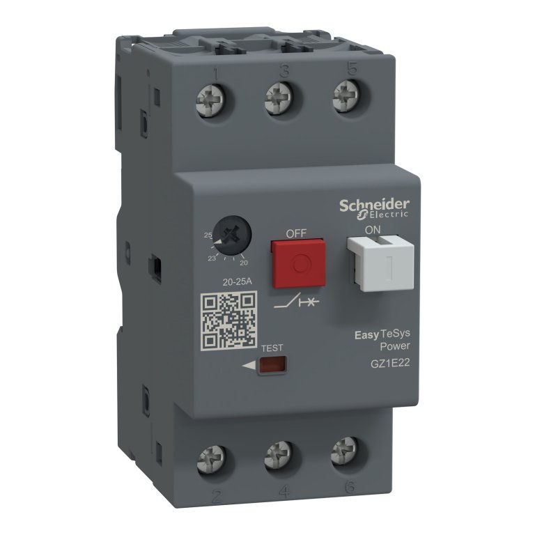 GZ1E22 motor circuit breaker GZ1 3 poles 3d 20.25A thermomagnetic trip unit Schneider Electric gz1e22 image 1500x1500