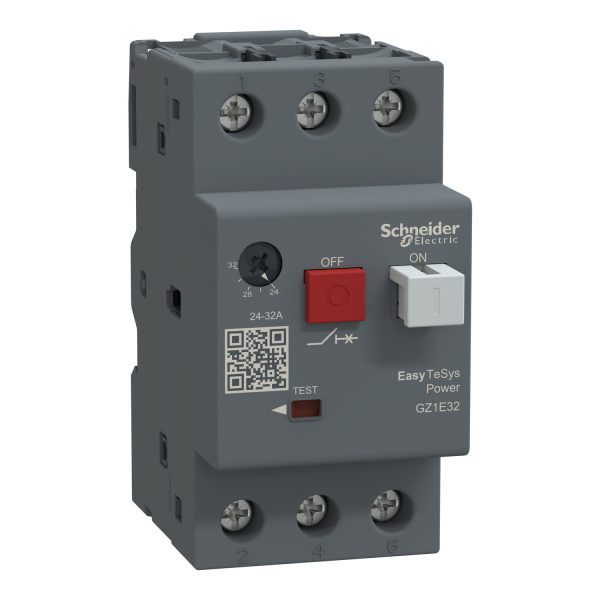 GZ1E32 motor circuit breaker GZ1 3 poles 3d 24.32A thermomagnetic trip unit Schneider Electric gz1e32 image 1500x1500