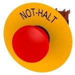 3SB22031AC01 Emergency stop mushroom pushbutton, 16 mm, round, plastic, red, rotate-to-unlatch mechanism, 1 NC, with yellow b