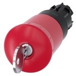 3SU10001HR200AA0 EMERGENCY STOP mushroom pushbutton, 22 mm, round, plastic, red, 40 mm, with lock Siemens, lock number SSG10,