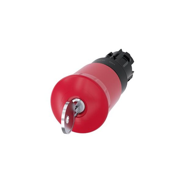 3SU10001HR200AA0 EMERGENCY STOP mushroom pushbutton, 22 mm, round, plastic, red, 40 mm, with lock Siemens, lock number SSG10,