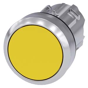 G_IC03_XX_06858i 3SU10500AB300AA0 Pushbutton, 22 mm, round, metal, shiny, yellow, pushbutton, flat momentary contact type Siemens g ic03 xx 06