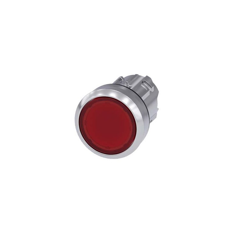 3SU10510AB200AA0 Illuminated pushbutton, 22 mm, round, metal, shiny, red, pushbutton, flat, momentary contact type Siemens g