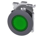 3SU10610JB400AA0 Illuminated pushbutton, 30 mm, round, metal, matte, green, front ring for flush installation, momentary cont