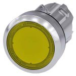 3SU10510AB300AA0 Illuminated pushbutton, 22 mm, round, metal, shiny, yellow, pushbutton, flat, momentary contact type Siemens