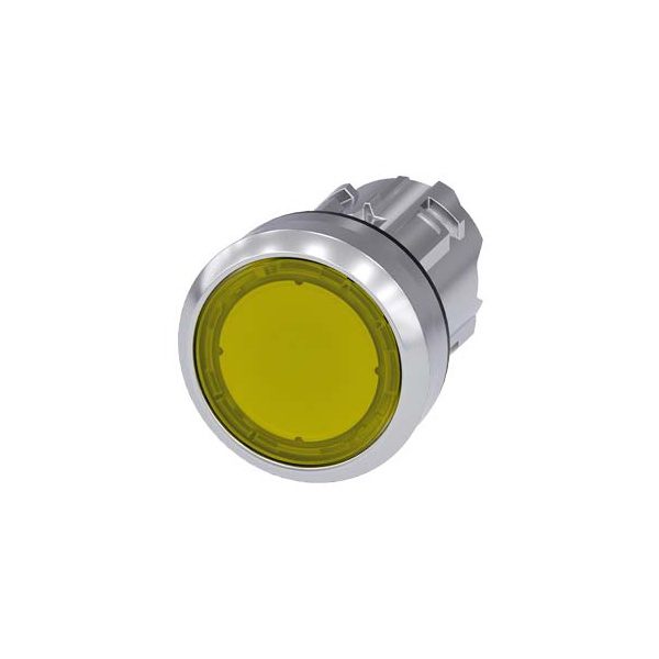 3SU10510AB300AA0 Illuminated pushbutton, 22 mm, round, metal, shiny, yellow, pushbutton, flat, momentary contact type Siemens