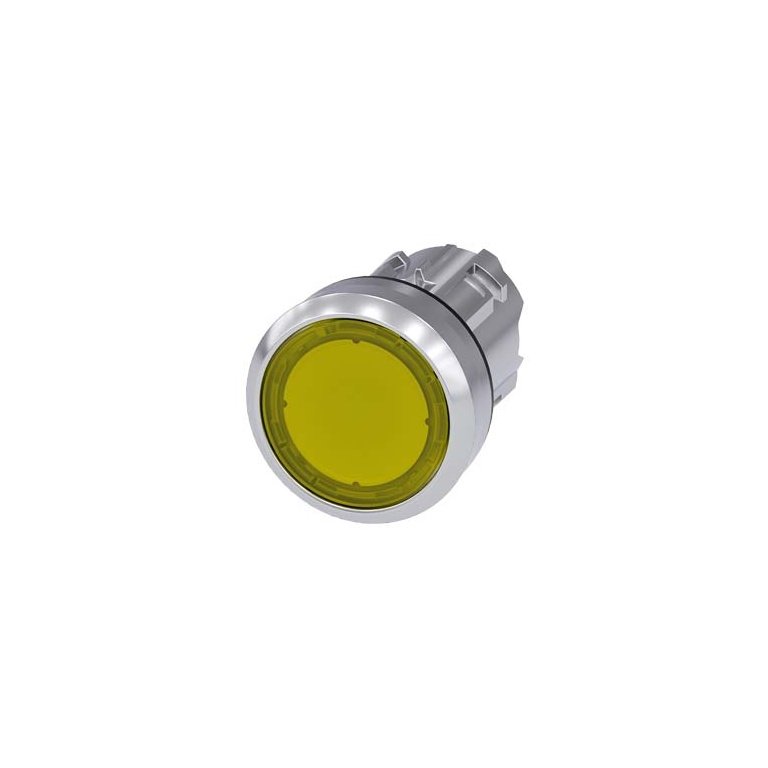 3SU10510AB300AA0 Illuminated pushbutton, 22 mm, round, metal, shiny, yellow, pushbutton, flat, momentary contact type Siemens