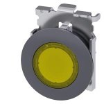 3SU10610JB300AA0 Illuminated pushbutton, 30 mm, round, metal, matte, yellow, front ring for flush installation, momentary con