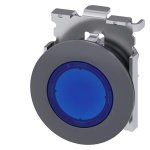 3SU10610JB500AA0 Illuminated pushbutton, 30 mm, round, metal, matte, blue, front ring for flush installation, momentary conta