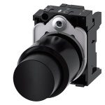 3SU12000FB100AA0 Pushbutton, compact, with extended stroke 12 mm , 22 mm, round, plastic, black, pushbutton, raised, momentar