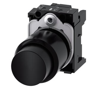 G_IC03_XX_07166i 3SU12000FB100AA0 Pushbutton, compact, with extended stroke 12 mm , 22 mm, round, plastic, black, pushbutton, raised, momentar