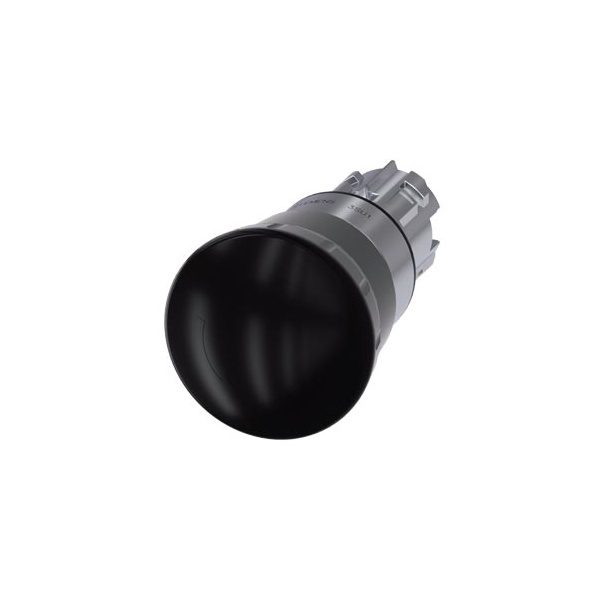 3SU10501HB100AA0 Mushroom pushbutton, 22 mm, round, metal, shiny, black, 40 mm, positive latching, acc. to EN ISO 13850, rota