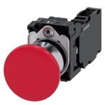3SU11501BA201FA0 Mushroom pushbutton, 22 mm, round, metal, shiny, red, 40 mm, latching, pull-to-unlatch mechanism, with holde