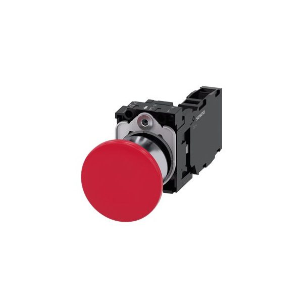 3SU11501BA201FA0 Mushroom pushbutton, 22 mm, round, metal, shiny, red, 40 mm, latching, pull-to-unlatch mechanism, with holde