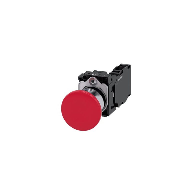 3SU11501BA201FA0 Mushroom pushbutton, 22 mm, round, metal, shiny, red, 40 mm, latching, pull-to-unlatch mechanism, with holde