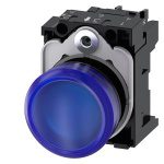 3SU11026AA501AA0 Indicator lights, 22 mm, round, plastic, blue, lens, smooth, with holder, LED module, with integrated LED 24