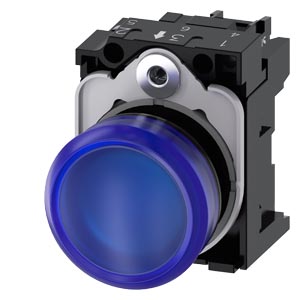 G_IC03_XX_07314i 3SU11026AA501AA0 Indicator lights, 22 mm, round, plastic, blue, lens, smooth, with holder, LED module, with integrated LED 24