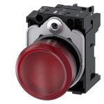 3SU11026AA201AA0 Indicator lights, 22 mm, round, plastic, red, lens, smooth, with holder, LED module, with integrated LED 24