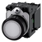 3SU11020AB601BA0 Illuminated pushbutton, 22 mm, round, plastic, white, pushbutton, flat, momentary contact type, with holder,
