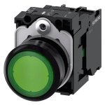 3SU11020AB401BA0 Illuminated pushbutton, 22 mm, round, plastic, green, pushbutton, flat, momentary contact type, with holder,