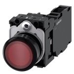 3SU11020AB201FA0 Illuminated pushbutton, 22 mm, round, plastic, red, pushbutton, flat, momentary contact type, with holder, 1