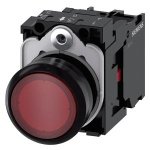 3SU11020AB201CA0 Illuminated pushbutton, 22 mm, round, plastic, red, pushbutton, flat, momentary contact type, with holder, 1