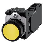 3SU11000AB301FA0 Pushbutton, 22 mm, round, plastic, yellow, pushbutton, flat, momentary contact type, with holder 1 NO 1 NC,