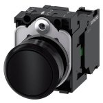 3SU11000AB101BA0 Pushbutton, 22 mm, round, plastic, black, pushbutton, flat, momentary contact type, with holder, 1 NO, screw